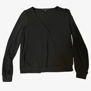 Banana Republic Black Wrap top with Long Cuffed Sleeves
